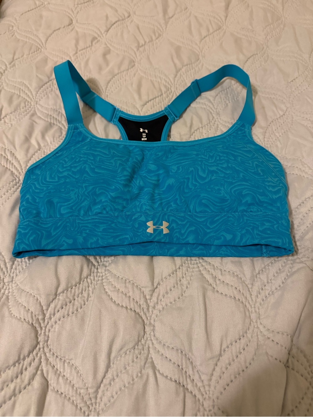 Under Armour Turquoise Printed Sports Bra XS Racerback Medium‎ Support